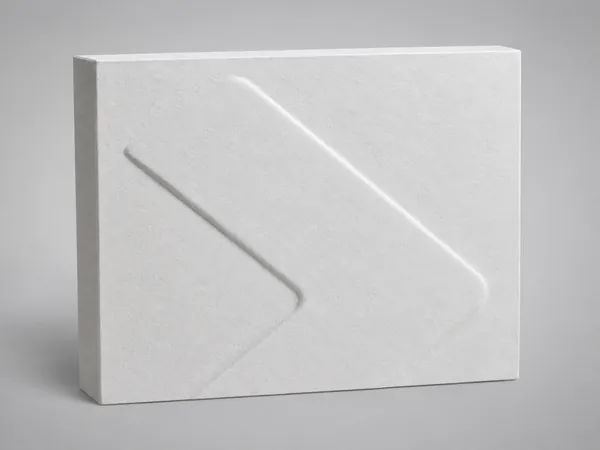 Macro illustration: a blind-embossed shape in unprinted white board, lit from a low angle.