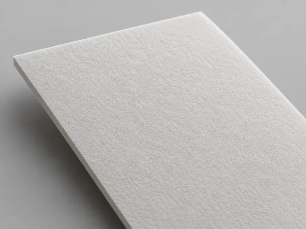 Macro illustration: the velvet surface of soft-touch lamination on unprinted white board.