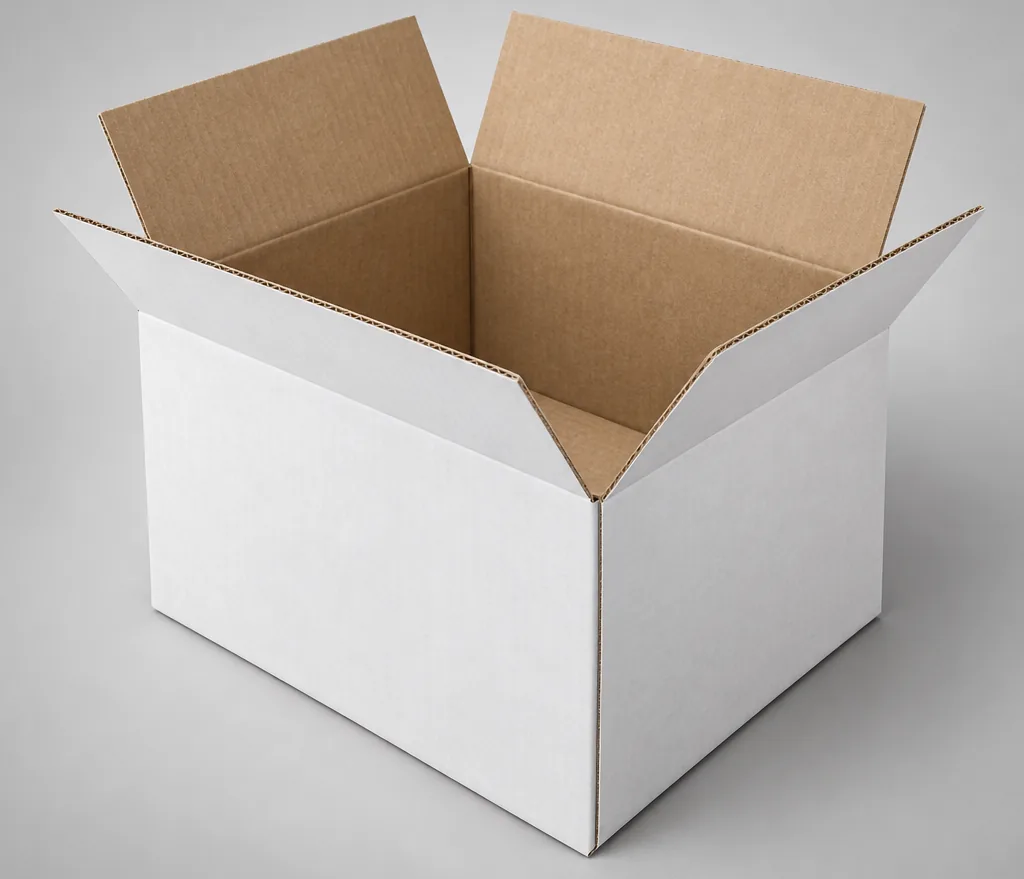 Studio illustration of a crash-lock bottom folding carton. Illustration, not a specification.