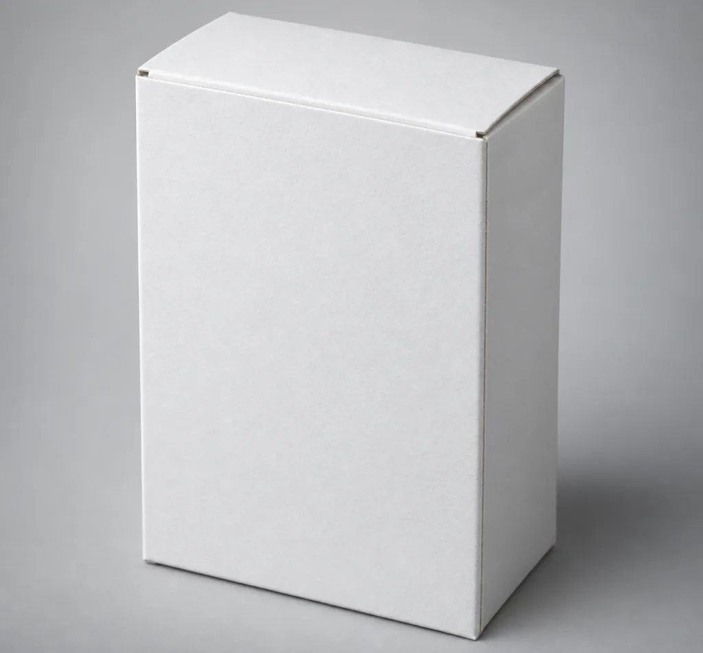 Studio illustration of a straight tuck end folding carton. Illustration, not a specification.